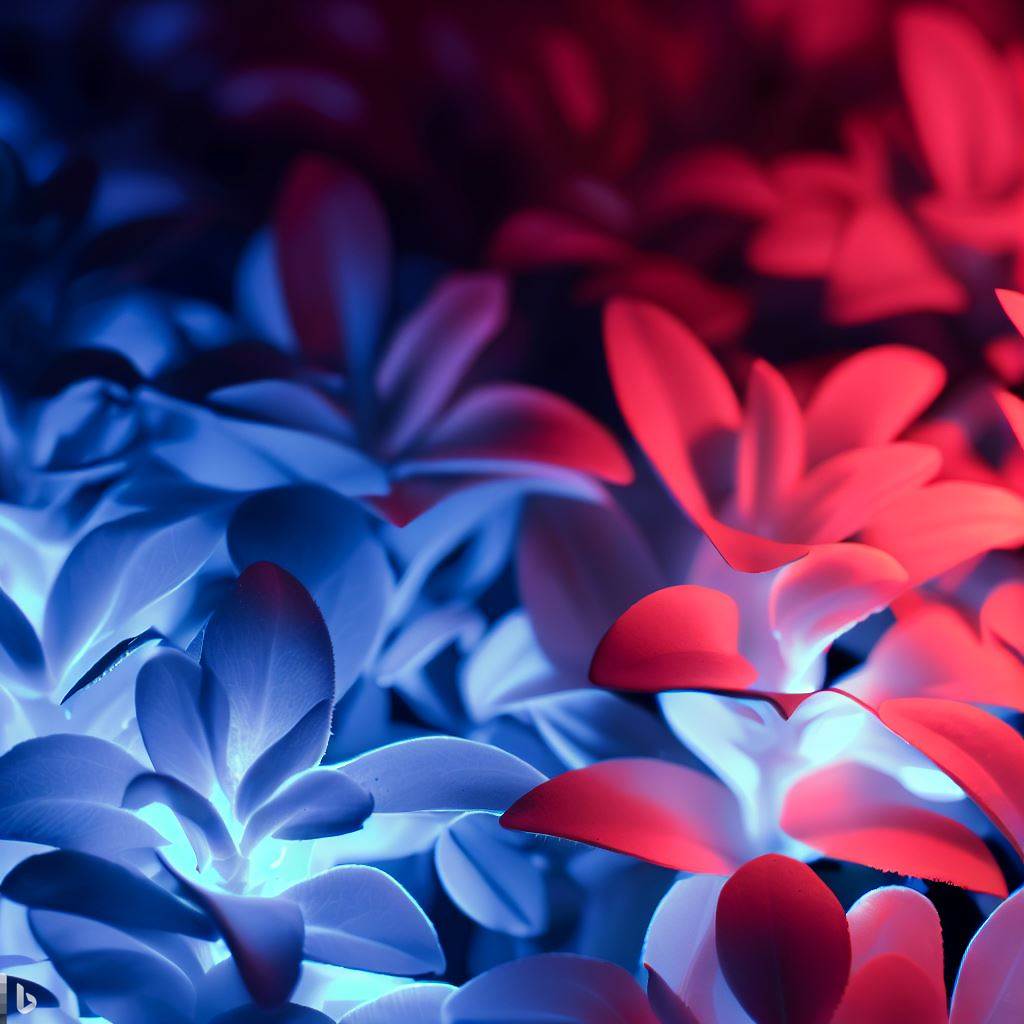 白色LEDと青+赤LED：植物の成長への影響を比較