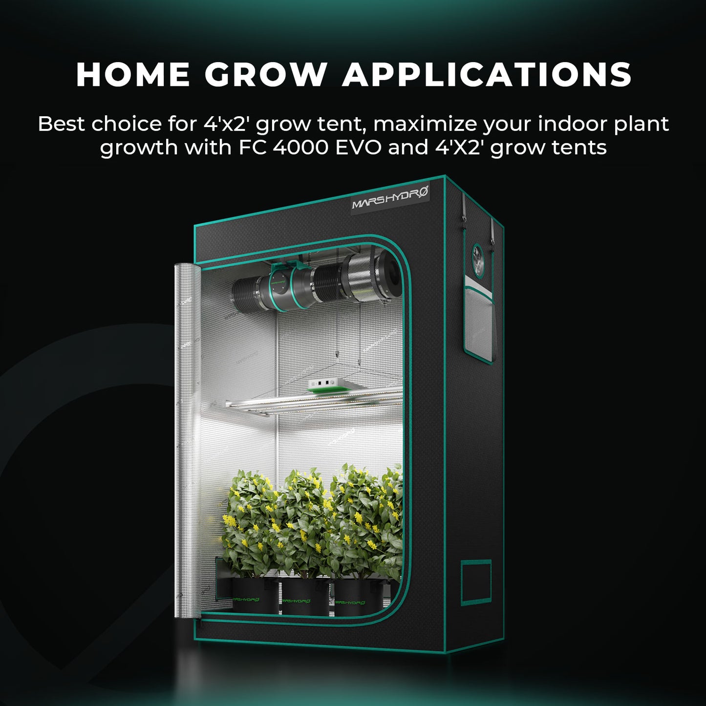 MARS HYDRO FC 4000-EVO SAMSUNG LM301H EVO 320W スマート LED グロウライト （60cmX120cmの栽培テントに最適）