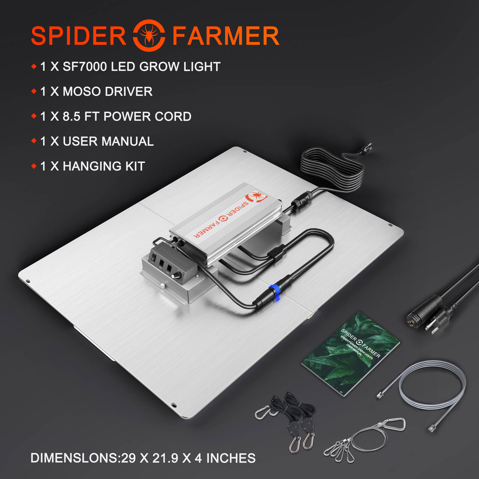 2024最新版 Spider Farmer® SF7000 650W 折り畳み式LED栽培ライト - 1000W HPSの高効率代替