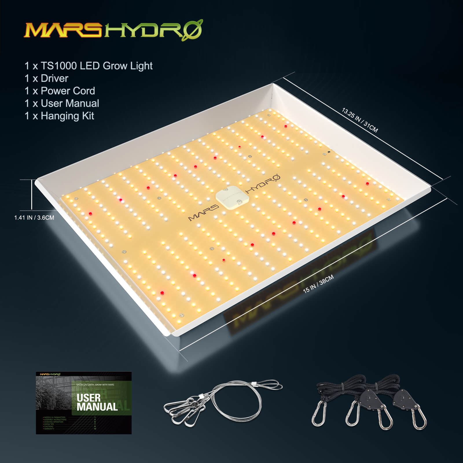 MARS HYDRO TS 1000 FULL SPECTRUM DIMMABLE 150W LED 植物育成ライト