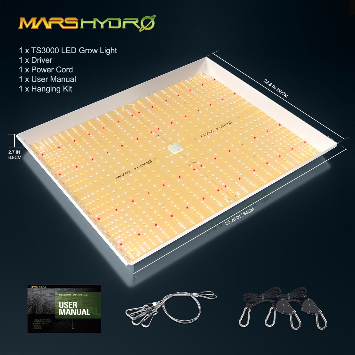 MARS HYDRO TS 3000 LED 植物育成ライト | 450W 高効率 フルスペクトル 栽培面積 150x150cm